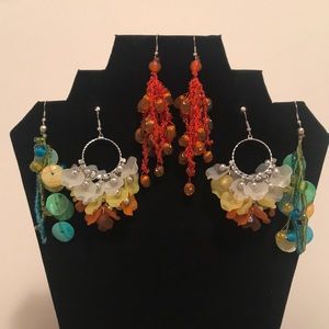 3 pairs of dangle earrings